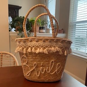 Bride tote with tassel and shell detailing